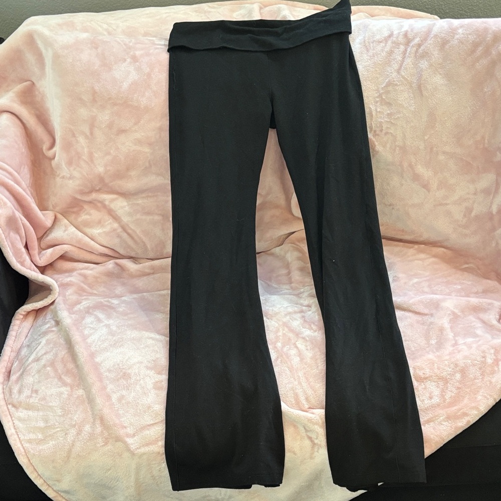 PINK Victoria's Secret Black Fold-Over Waist Flare Pants